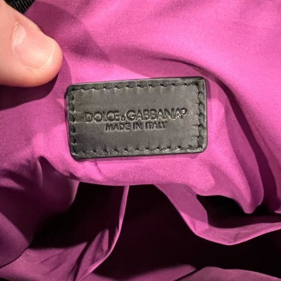 Dolce & Gabbana Black Dotted Adjustable Drawstring Women Nap Sack Bag - Picture 8 of 10